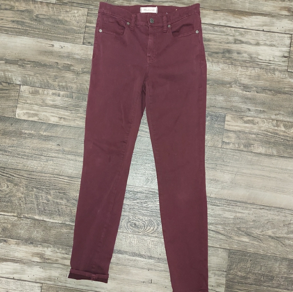 Madewell Maroon High Riser Skinny Jeans 25